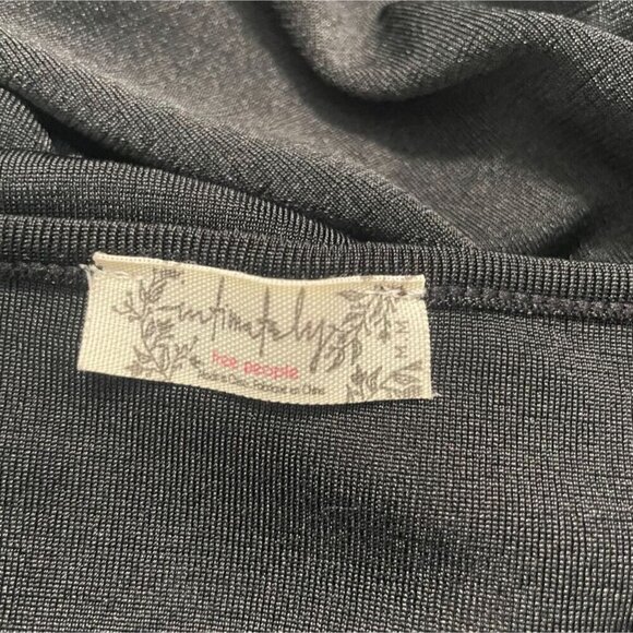 Free People Size Medium Bodysuit Black Long Sleeve Deep V - Picture 5 of 6